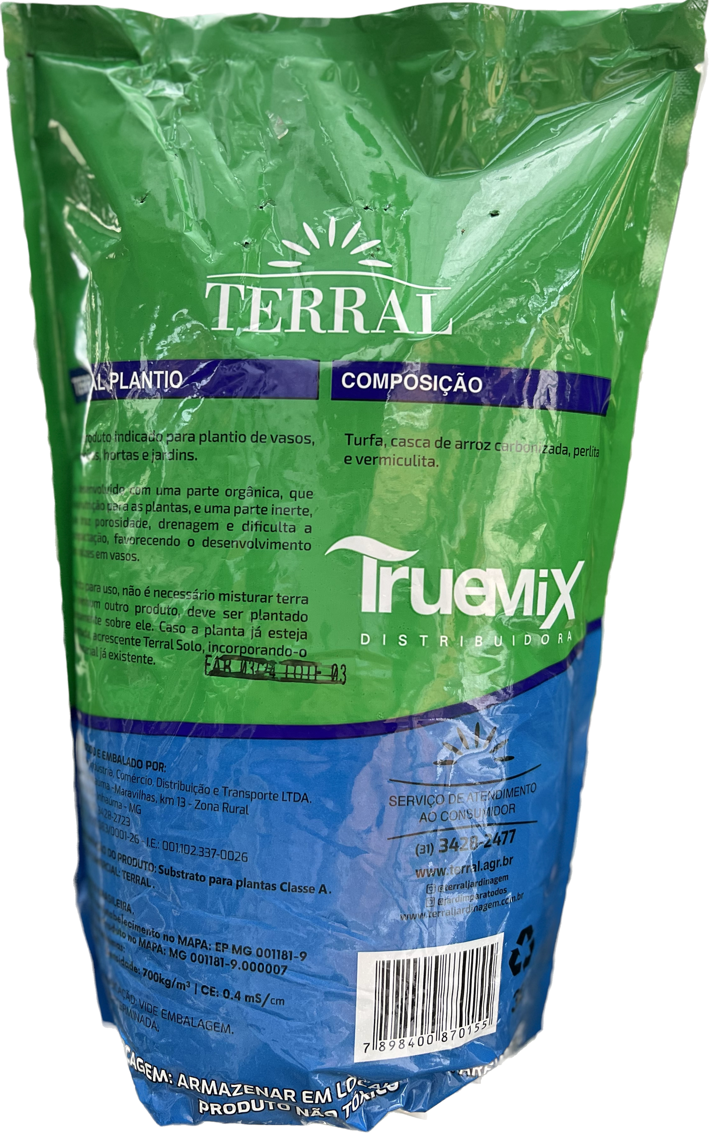 Substrato Para Plantio de Vasos, Floreiras - TERRAL 3 Litros
