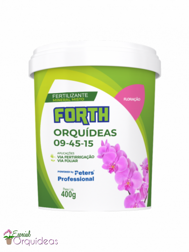 ADUBO FERT FORTH ORQUÍDEAS FLORAÇÃO 09-45-15 400g