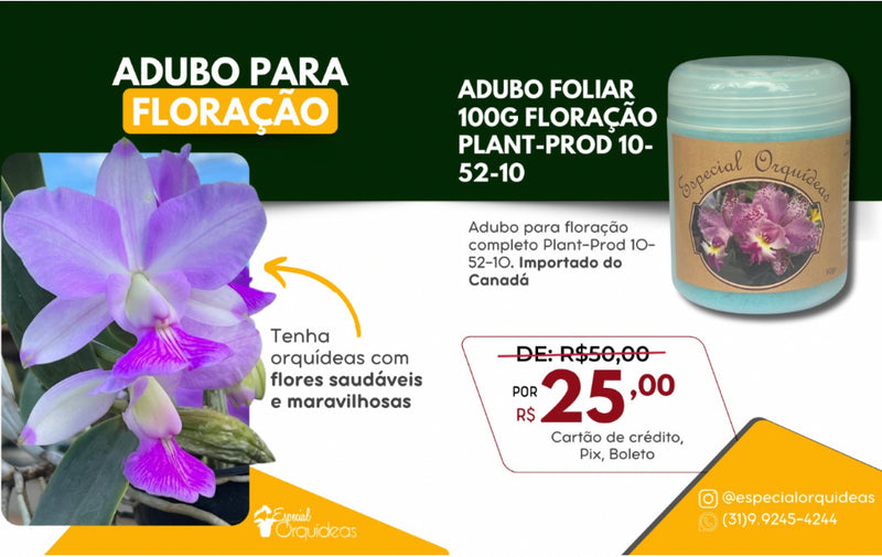 ADUBO FOLIAR 90g FLORAÇÃO Plant-Prod 10-52-10 IMPORTADO CANADA