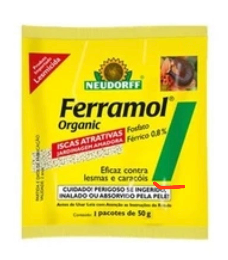 Lesmicida Orgânico Ferramol Neudorff 50g Caracóis Caramujos -Terral